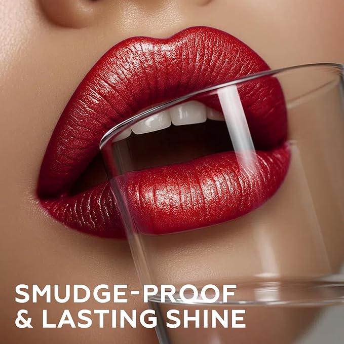 FOCALLURE Metallic Liquid Lipstick,Non Stick Cup Lip Gloss,High Impact Lip Color with Transfer-proof Wear,Long Lasting & Waterproof Lipstick Makeup for Women,RD02 Painkiller