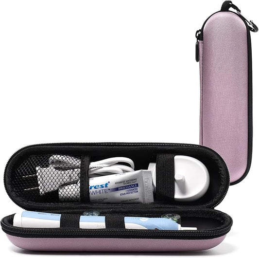 Nincha Compact Electric Toothbrush Travel Case, EVA Protective Storage Bag for Philips Sonicare/Oral-B, Waterproof Portable Carrying Case with Mesh Pocket & Elastic Bands (Smoky Pink)