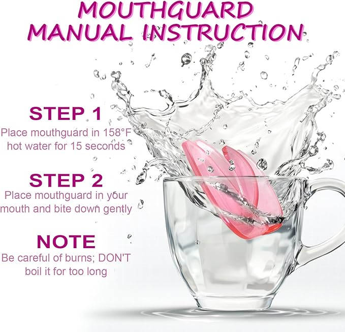 Mouth Guard for Grinding Teeth at Night, Mouthguard for Women, Night Guards for Clenching Teeth, 4 Pink Bite Dental Guards for Bruxism, 2 Sizes with One Travel Case