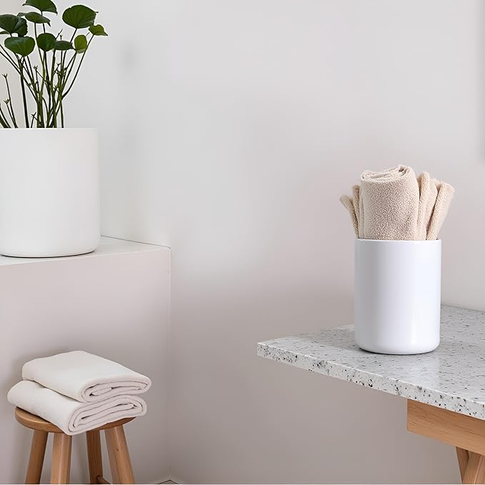 Ceramic Toothbrush Holder, Bathroom Toothbrush and Toothpaste Organizer, Suitable for Electric Toothbrushes, Dental Floss, and Razors - (H 6.3'' *W 5.3'')
