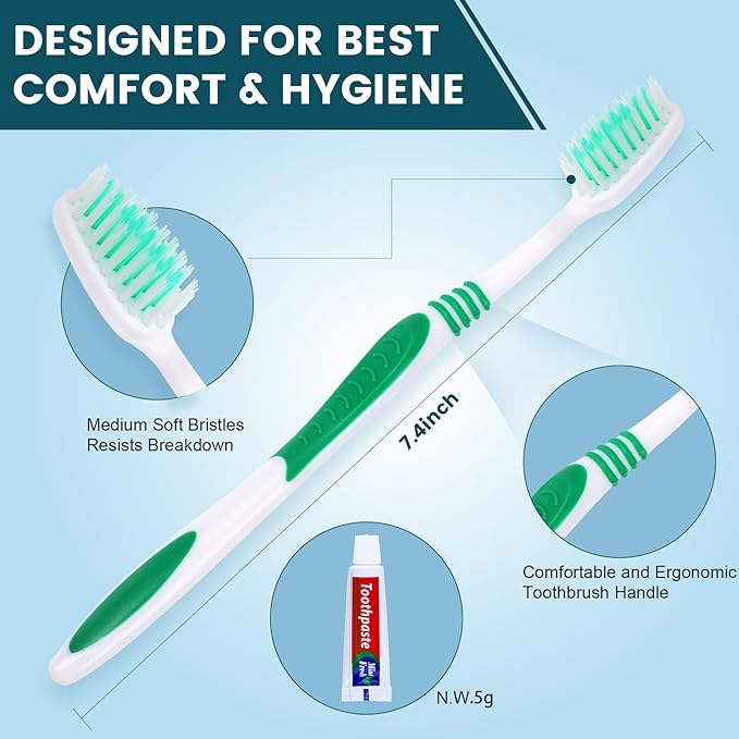 Navona 25 PCS Disposable Toothbrush with Toothpaste Bulk, Travel Toothpaste, Bulk Toothpastes, Individually Wrapped Bulk Toothbrush, Ergonomics Handle,Medium Soft Bristle, Perfect for Travel, Hotel