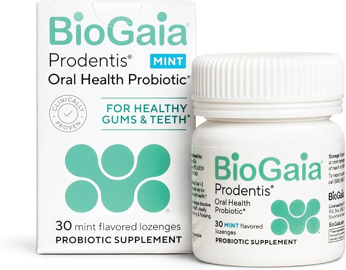 BioGaia Prodentis | Oral Probiotics | Promotes Healthy Gums & Teeth | Defends Against Bad Breath & Dental Problems | Improves Oral Health | Mint Flavored Dental Probiotic Lozenge
