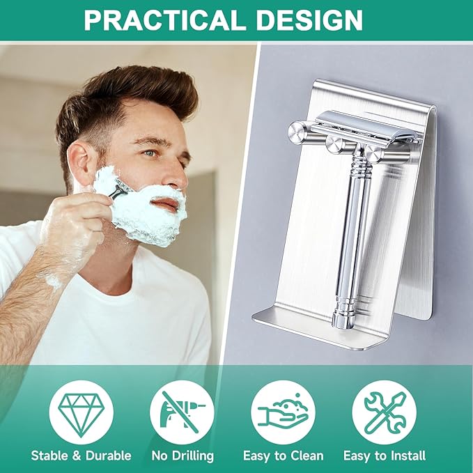 Electric Toothbrush Head Holder Adhesive or Tabletop, Tooth Brush Holder for Bathroom, Electric Toothbrush Holders Wall Mounted, Tooth Brushing Holder, Brush Head Holder (Silver, Small)