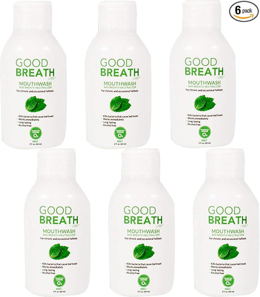 Goodbreath Mouthwash - Mint Mouth Rinse for Chronic Halitosis - New Ozone Technology Oral Rinse - Halitosis Treatment & Bad Breath Neutralizer - Mouthwash for Gum Diseases - Alcohol-free | 6 Pack,2 Oz