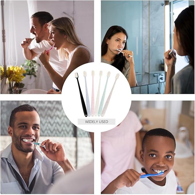 6pcs Adult Soft Bristle Toothbrushes Wavy Small Head Design with Tongue Cleaner for Deep Cleaning Plaque and Tartar Control