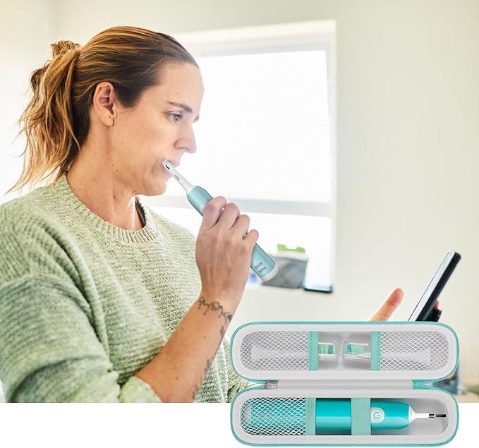 Toothbrush Travel Hard Case Compatible with Oral-B Pro 1000, 2000, 3000, 3500, 1500/ for Philips Sonicare ProtectiveClean 4100 5100 Electric Toothbrush with Mesh Pocket&Carabiner - White (Bag Only)