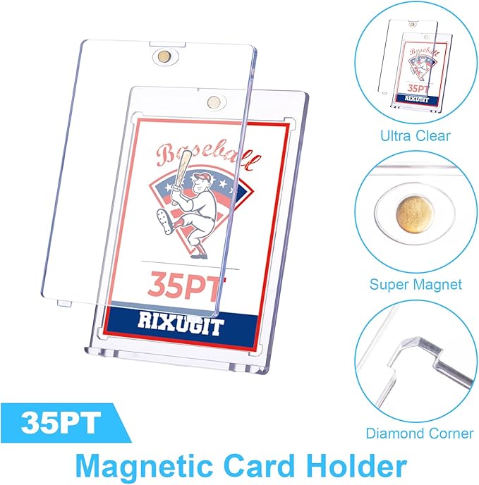 40 Pack Magnetic Card Holders - 35PT One Touch Card Holder, U-V Protection Magnetic Card Case, Card Protector for Baseball Sports Game Cards, Fits Standard Trading Cards Storage and Display ﻿