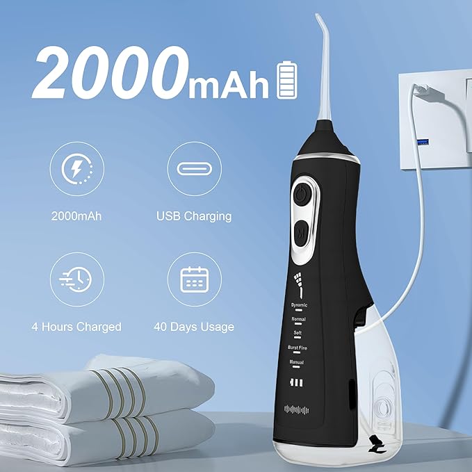 Electric Water Flosser Water Flosser Portable Dental Flosser Oral Cleaning (L15 Black)