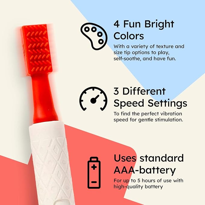 Gafly Therapens Oral Motor Therapy Tools Stimulate Speech and Feeding - Chewy Vibe Speech Therapy Toys Help Kids with Sensory Needs Chew & Relax - Oral Stimulator Kit Includes 4 Tips, Storage Pouch