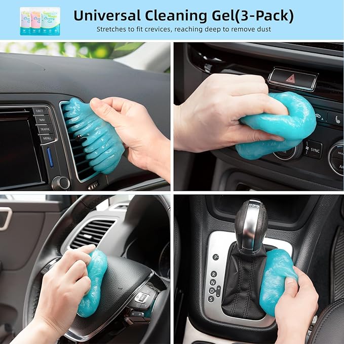TICARVE Car Interior Detailing Cleaning Kit,Car Detailing Crevice Brush Set, Cleaning Gel, Interior and Exterior Cleaner,Accessories Tool Supplies for Car,Keyboard and Interior