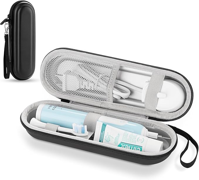 TYSORETY Toothbrush Travel Case for Oral B/Oral-B Pro 1000 1500 5000 7000 & Philips Sonicare 4100 1100 5300 5100 6100/iO Electric Toothbrush, Hard Protective Storage Bag (Black)