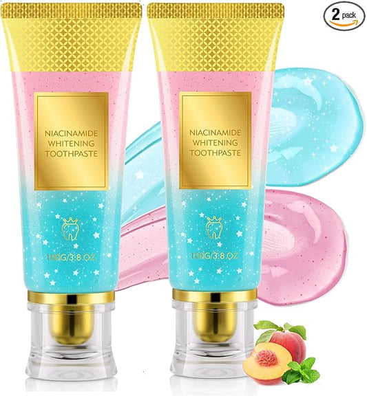 Niacinamide Whitening Toothpaste 2Pack - Gum Care Strengthen, Tooth Enamel, Prevent Cavities, Fresh Breath, Gentle & Non-lrritating, Fluoride-Free