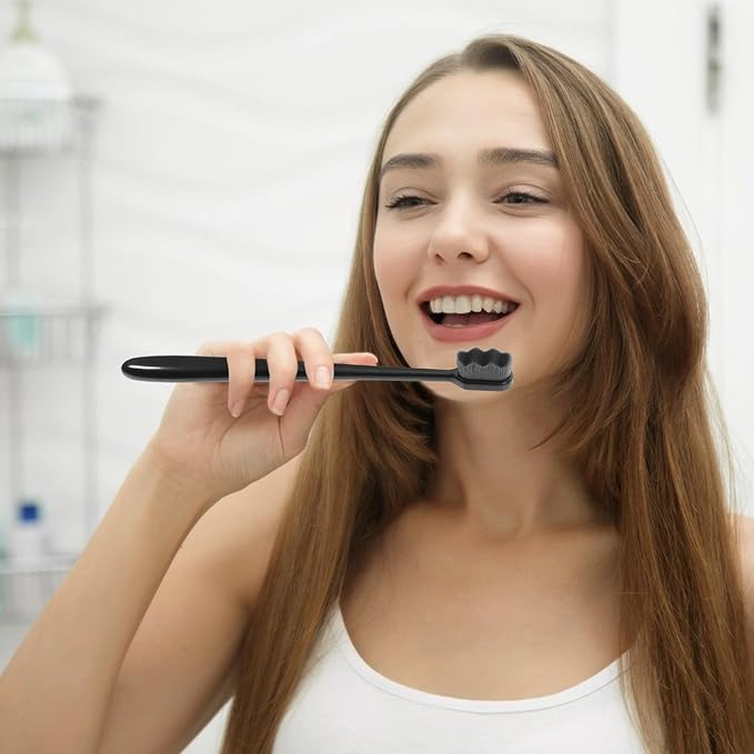 Extra Soft Bristle Toothbrushes for Adults and 4pcs, Small Head Manual Toothbrushes with Black Handle, Gentle on Gums for Sensitive Teeth and Daily Oral Care Random Random Color
