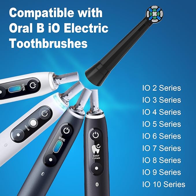 iO Replacement Heads Compatible with Oral B iO, for Oral B iO 2/3/4/5/6/7/8/9/10 Series Electric Toothbrushes, Medium Softness for Protect Teeth and Gums, 5 Black and 5 White