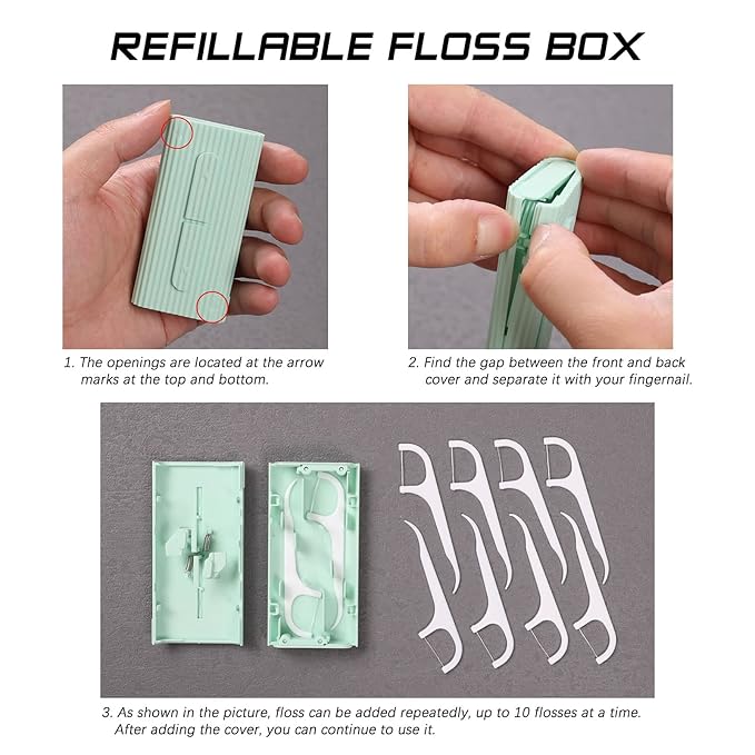 White Dental Floss Portable Case, Storage 10 Picks Adult Floss in Box. The Best Tool for Cleaning Teeth and Oral Care. Portable Travel Floss is Perfect for Dinners,Dating,Travel,Hotels.(White)