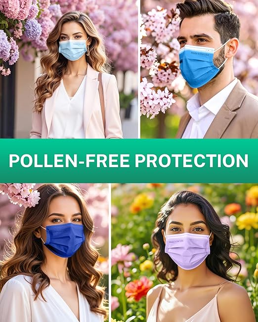 Disposable Face Masks Made in USA, 4 Ply for Families, Students, Breathable All-Day Wear & Safety, FSA HSA Eligible, ASTM Level 3 Medical Grade (50 Pack, Light Blue)