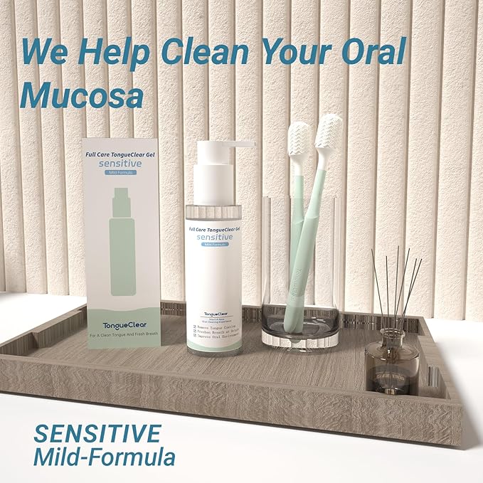 Oral Mucosal Cleaning Kit | Soft Tongue Cleaner & Gel | Bad Breath Odor Eliminator | Silicone Oral Cleaner with Air Bag | Gentle Mint (Set of 1)