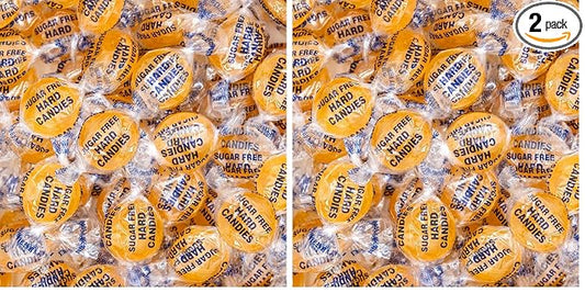 Sugar-Free Butterscotch Hard Candy - 1 Pound Pack (About 75 Count) - Individually Wrapped (Pack of 2)