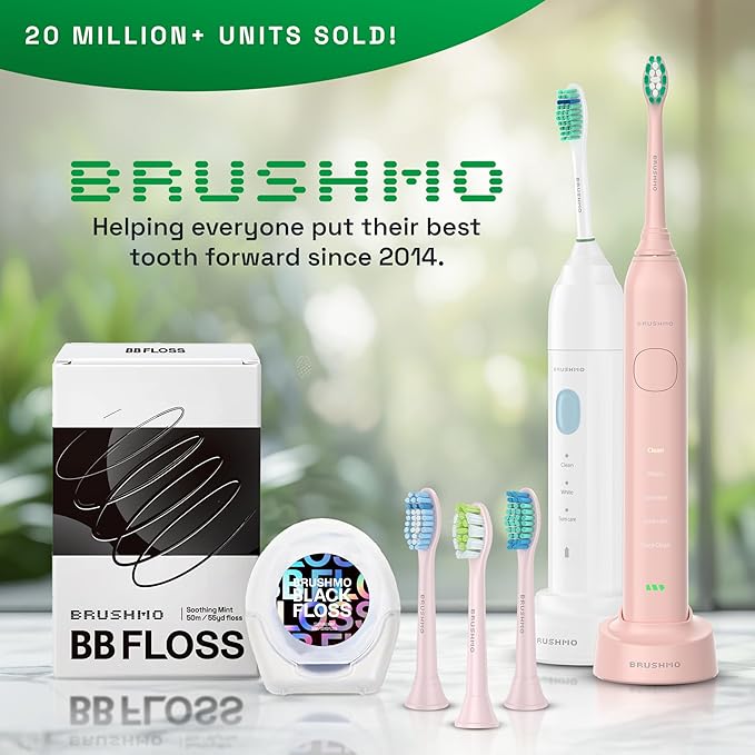Brushmo Plaque Control Replacement Toothbrush Heads, Compatible with Philips Sonicare Click-on Electric Toothbrush Handles, 8 Standard Replacement Heads, Soft Dupont Bristles, BM928pk, Pink