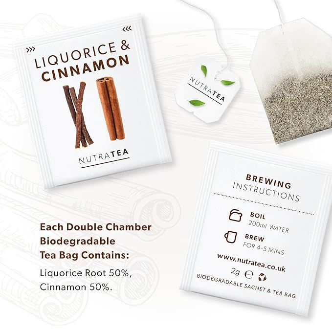 Nutra Tea - Liquorice & Cinnamon Tea | Licorice Tea | Cinnamon Tea - 60 Tea Bags - Herbal Tea - (3 Pack)