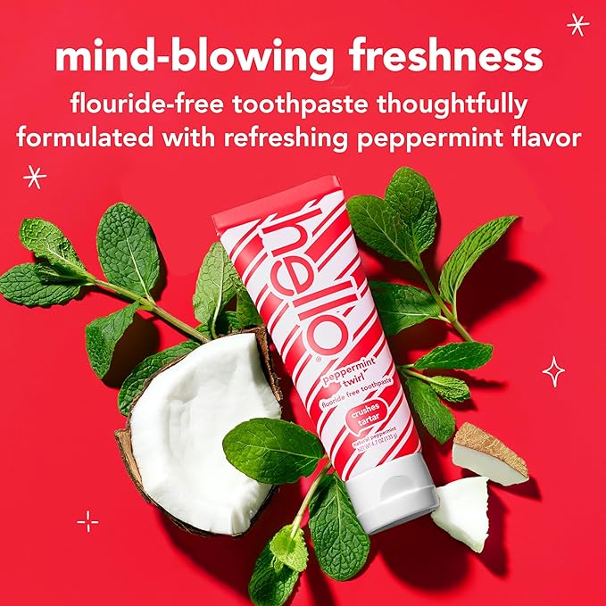 Hello Fluoride Free Toothpaste and Soft Charcoal Toothbrush Adult Stocking Stuffer Kit, Holiday Gift Set, Black Toothbrushes, Mint Toothpaste, SLS Free, Crushes Tartar