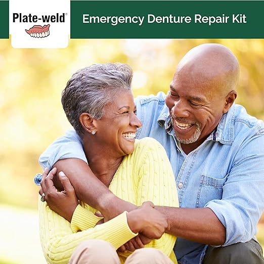 Plate-Weld Temporary Emergency Denture Repair Kit – Repairs Cracks, Breaks and Replaces Loose Teeth in Denture Plates – Easy at-Home Emergency Fix