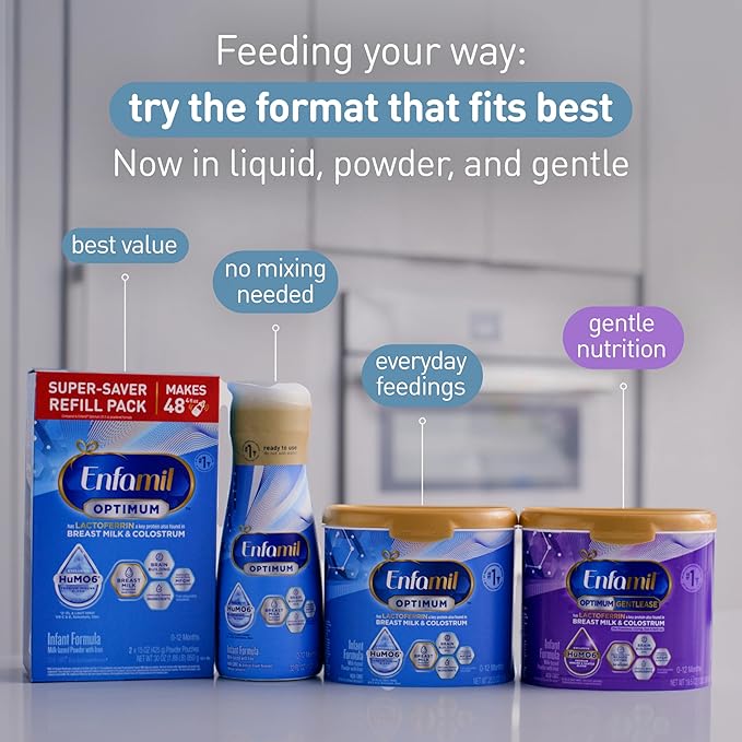 Enfamil Optimum (Enspire), Our Closest Formula to Breast Milk, Immune-Supporting Lactoferrin and Brain-Supporting DHA Baby Formula, Powder 30 Oz Refill (Pack of 3)