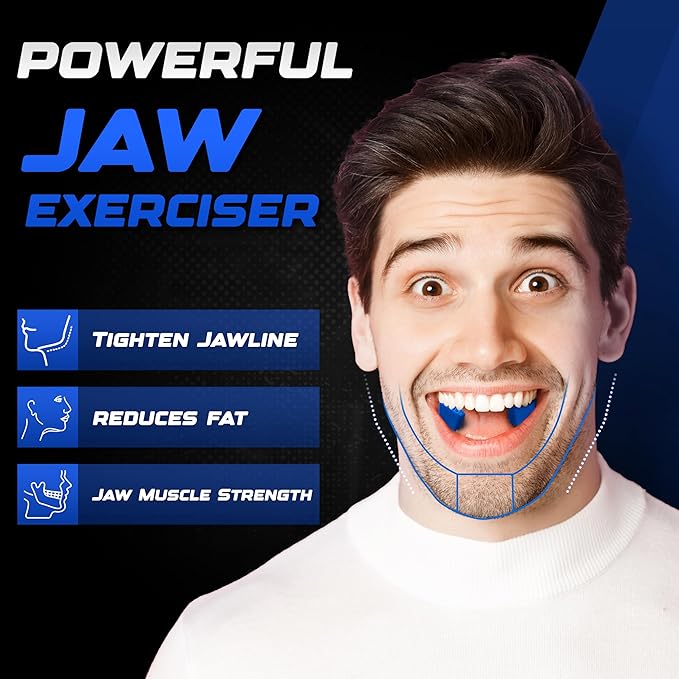 Premium Jaw Exerciser for Men & Women | 3 Resistance Levels, Silicone Jaw Trainer | Strengthen Jaw, Face & Neck Muscles, Reduce Stress & Cravings, Enhance Jawline & Chewing Power