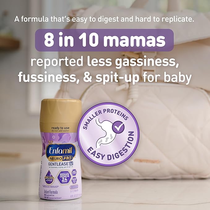 Enfamil NeuroPro Gentlease Baby Formula, Brain and Immune Support with DHA, Clinically Proven to Reduce Fussiness, Crying, Gas & Spit-Up in 24 Hours, 8 Fl Oz Bottles (6 count) (Pack of 4)