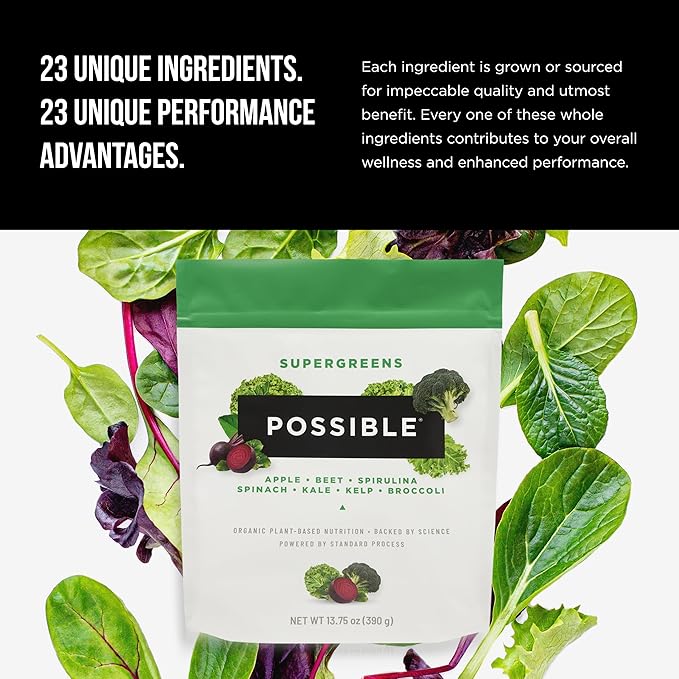 SuperGreens - Superfoods Powder Mix with 23 Whole Food Ingredients - Vegan, Organic, Plant-Based Wellness - Gluten-Free, USDA Organic - Clean Label - 1 Bag, 30 Servings