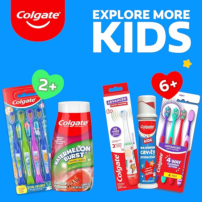Colgate Anticavity Kids Toothpaste with Fluoride for Ages 2+, Watermelon Burst Flavor - 4.6 Ounce (4 Pack)
