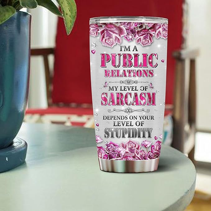Personalized Public Relations Gifts For Women PR Coffee Mug Travel Cup Gift For Wife Daughter Mom Girls 20oz Insulated Stainless Steel With Lid Christmas Birthday Mother's Day Valentine