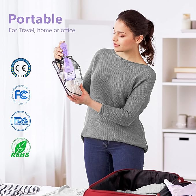Sejoy Water Flossers for Teeth Cleaning, Water Flosser for Teeth Rechargeable Cordless, Electric Portable, 5 Cleaning Modes 8 Jet Tips, IPX7 Waterproof, 230ml, for Travel and Home