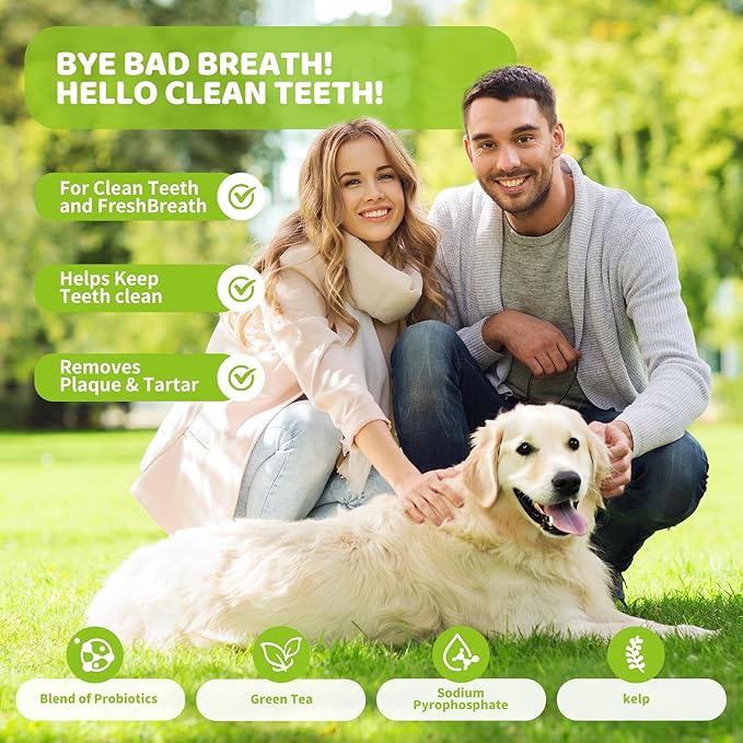 Paws Dental Powder for Dogs 200g - 90 Day Supply, Enzymatic Teeth Cleaning Powder & Breath Freshener, Plaque & Tartar Remover for All Dog Breeds