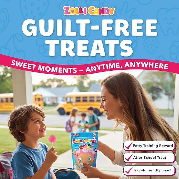 Zollipops Valentines Angel Clean Teeth Pops Sugar Free Candy with Xylitol, Dye-Free Lollipops - Keto & Diabetic-Friendly, Dentist-Approved Treats for Kids (Natural Fruit Flavors, 5.2 oz)