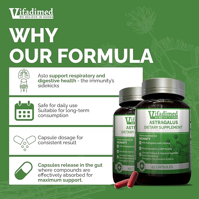 Herbal Innate Immunity, Daily Immune Support, Flavonoid, Antioxidants,Tonic Adaptogen with Astragalus,Licorice, HuangQi,Digestive & Respiratory Health,Fatigue,Dizziness - 3 Months Supply