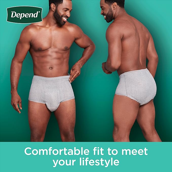 Depend Fresh Protection Adult Diapers, Incontinence Underwear for Men, Disposable, Maximum, Extra-Large, Grey, 26 Count, Packaging May Vary