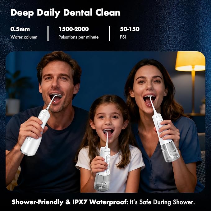 Dygoophy® K2 Rechargeable Oral Irrigator & Water Flosser | 300ml Large Tank, IPX7 Waterproof, 4 Cleaning Modes, 30-Day Battery Life, Low Noise for Braces, Gum Care & Teeth Whitening (White)