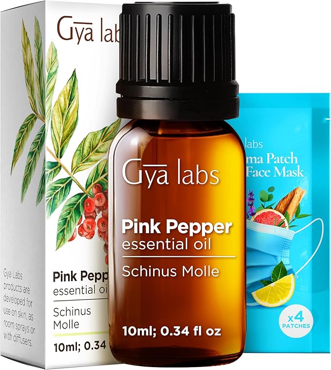 Gya Labs Pink Pepper Essential Oil - 0.34 Fl Oz - for Hair, Skin, Diffuser, Aromatherapy & DIY Candle Making Scent