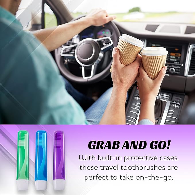 Firm Mini Travel Toothbrush with Cover, Camping Size, Adult Kit (50 Pack Medium)