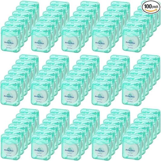 Mimorou 96 Pack Dental Floss Bulk Mint Flavored Floss 50m Each Travel Dental Oral Care for Teeth and Gum Protection(Mint Green)