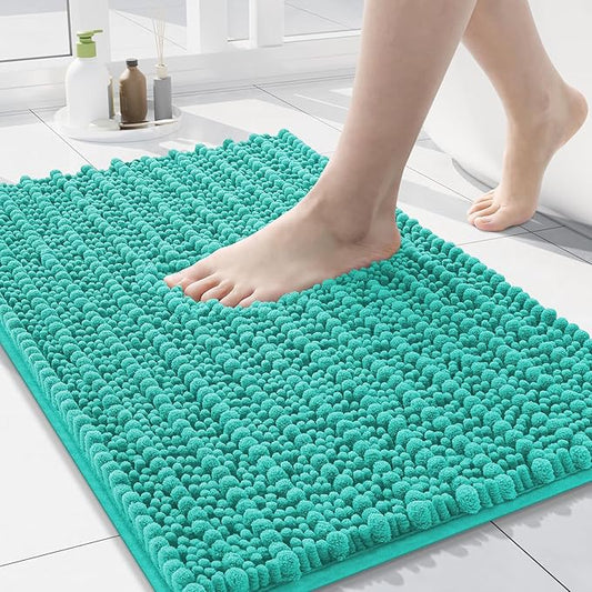 Arotive Luxury Chenille Bathroom Rug Mat, Extra Soft Thick Absorbent Shaggy Bath Rugs, Non-Slip Machine Wash Dry, Plush Bath Mats for Bathroom, Shower and Tub, 24x16, Teal