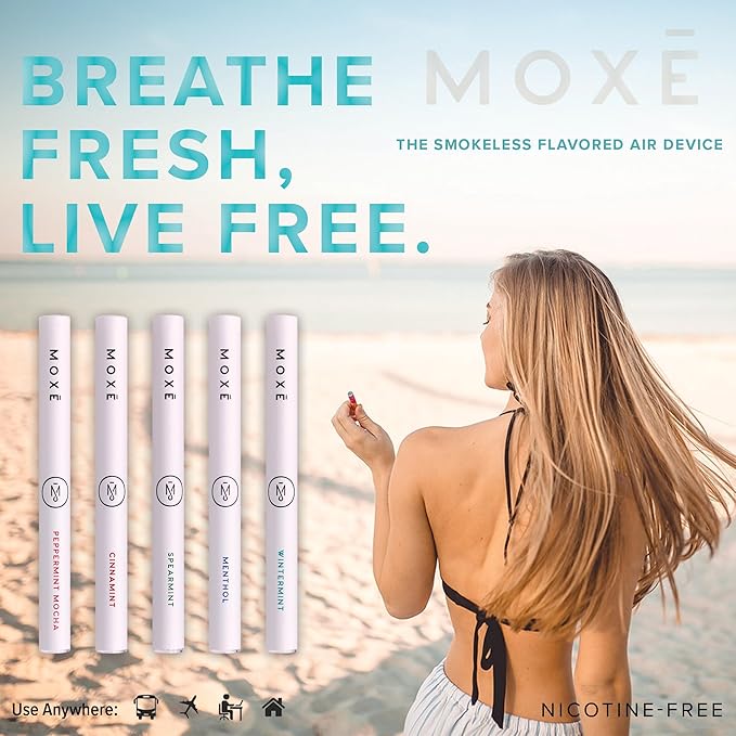 MOXE Natural Spearmint Air Inhaler | Non Electric Long-Lasting Flavored Air Refreshing Support | Oral Fixation Spearmint & Menthol Essential Oils, Craving Relief - 3 Pack