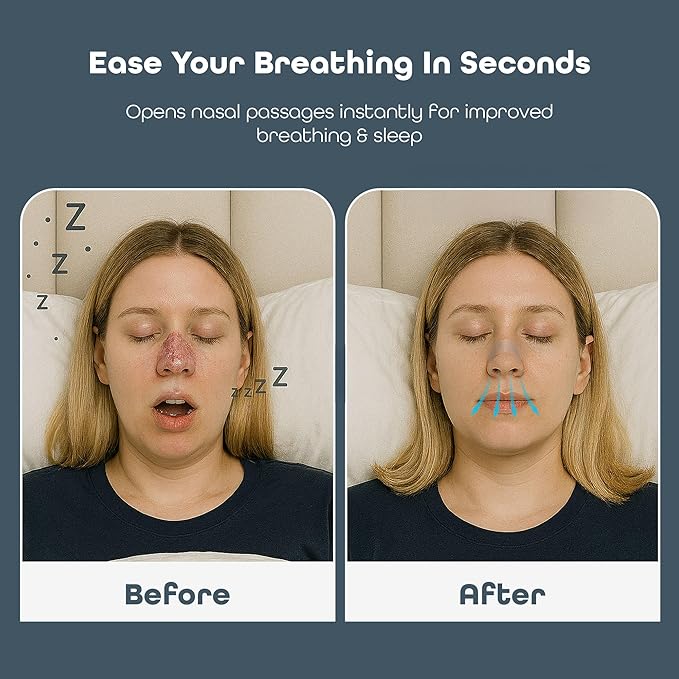 SleepHabits Breathing Strips, Non-Toxic 3rd Party Tested Nose Strips for Breathing | Nasal Strips for Snoring Solution | Extra Strength for Sensitive Skin | Nasal Strips for Sleeping, Unscented - 45ct