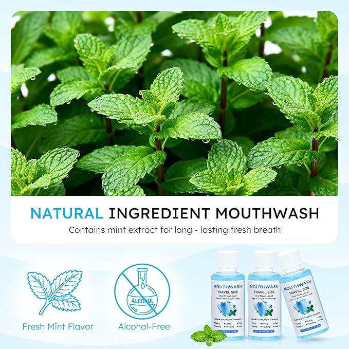 Travel Mouthwash Bulk, 1.2 Oz/35ml Mini Mouthwash Bulk, for Freshening Breath, Easy to Carry, Suitable for Work, Travel, Hotels, Dating Essentials (10-Pack)