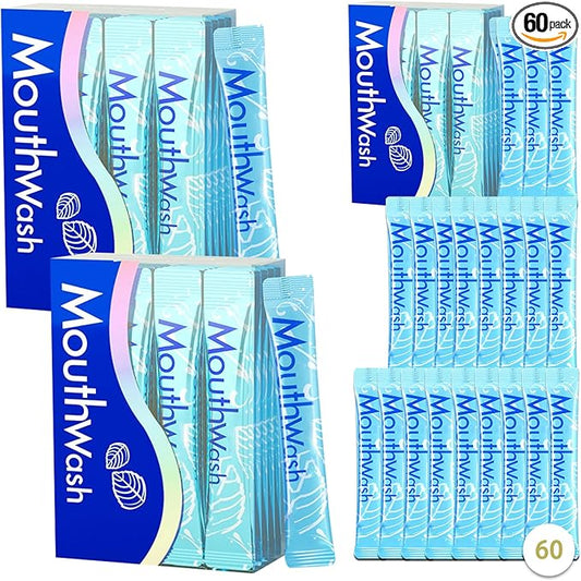 Travel Size Mouthwash,Mini Mouthwash Travel Size Bulk Portable Mouth Wash Set,Individual Small Travel Mouth Wash Packets for Fresh Breath(Pack of 60) A2