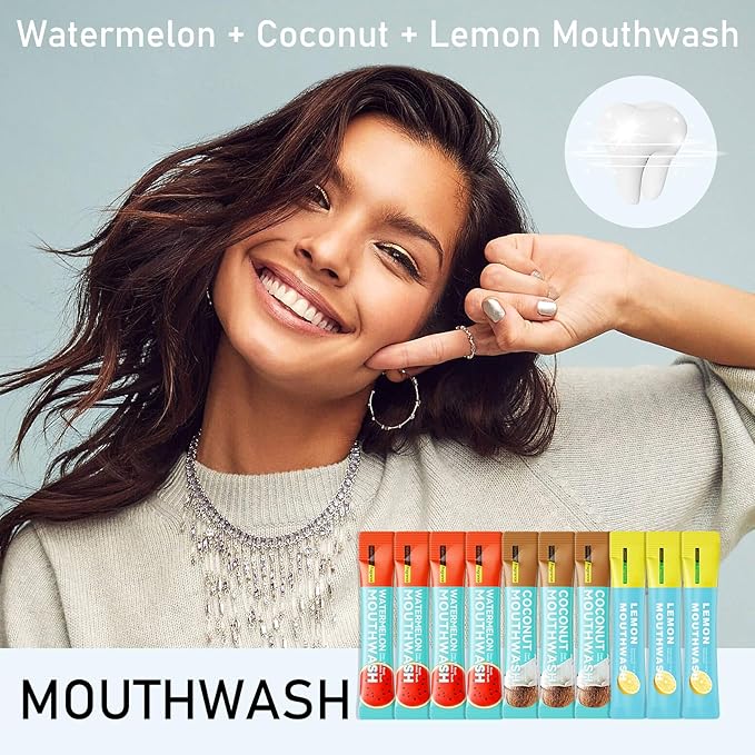 3 Flavors Mini Mouthwash Travel Size, Portable Individual Travel Mouth Wash for Fresh Breath, Refreshing Long Lasting Gentle Oral Care Mouthwash Packs(Pack of 60) Set C