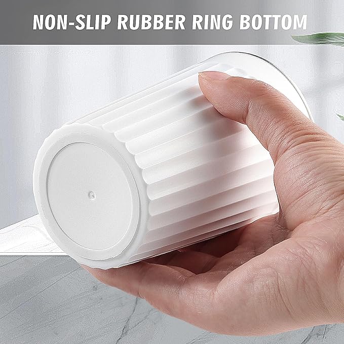 Toothbrush Holder for Bathroom-12oz Unbreakable Stainless Steel Bathroom Cups,Easy to Clean Toothbrush Cup, Reusable Bathroom Tumbler Cups for Home/School/Office(3" x 4.5" White)