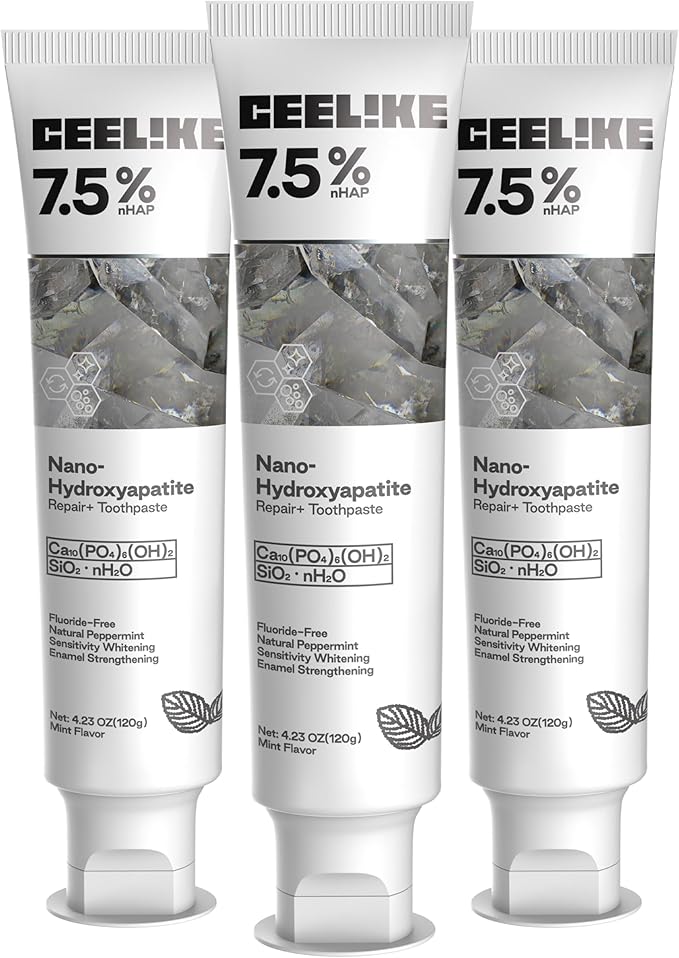 7.5% Hydroxyapatite Toothpaste – Strengthens Enamel, Protects Gums & Freshens Breath – Fluoride-Free, Ideal for Sensitive Teeth, 120g (3)