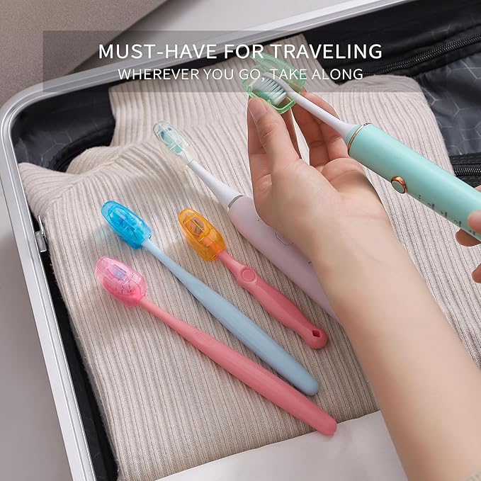 Muslish 100 Pack Toothbrush Covers, Universal Fit for Electric and Manual Brushes, Reusable Travel & Home Protectors (Bulk Value) - Multicolor